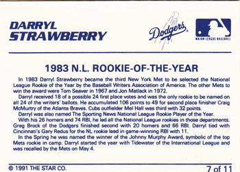 1991 Star Darryl Strawberry #7 Darryl Strawberry Back