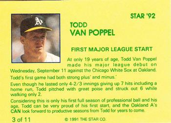 1992 Star Todd Van Poppel #3 Todd Van Poppel Back