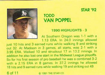 1992 Star Todd Van Poppel #6 Todd Van Poppel Back