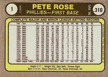 1981 Fleer #1 Pete Rose Back