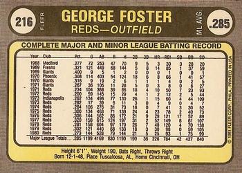 1981 Fleer #216 George Foster Back