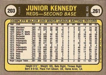 1981 Fleer #203 Junior Kennedy Back