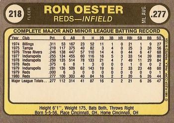 1981 Fleer #218 Ron Oester Back