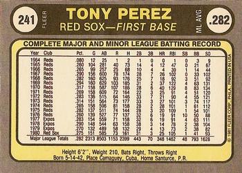 1981 Fleer #241 Tony Perez Back