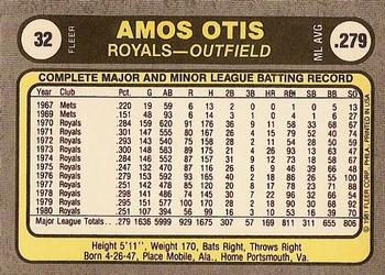 1981 Fleer #32 Amos Otis Back