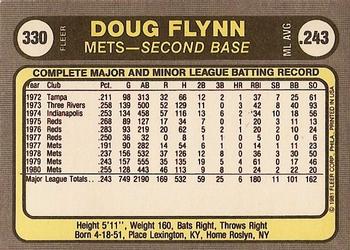 1981 Fleer #330 Doug Flynn Back