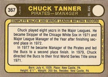 1981 Fleer #367 Chuck Tanner Back