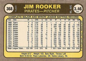 1981 Fleer #368 Jim Rooker Back