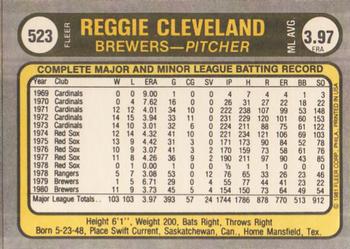 1981 Fleer #523 Reggie Cleveland Back