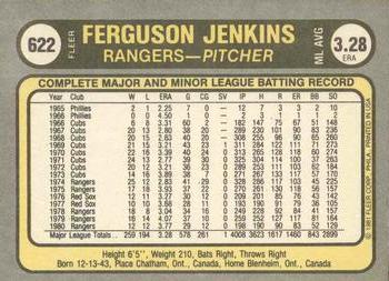 1981 Fleer #622 Ferguson Jenkins Back