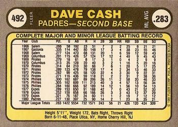 1981 Fleer #492 Dave Cash Back