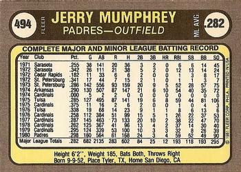 1981 Fleer #494 Jerry Mumphrey Back
