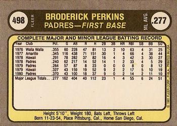 1981 Fleer #498 Broderick Perkins Back