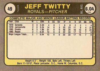 1981 Fleer #49 Jeff Twitty Back