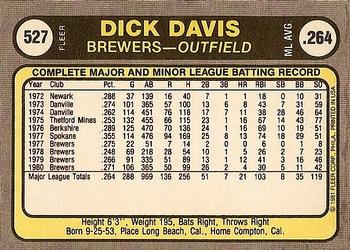 1981 Fleer #527 Dick Davis Back