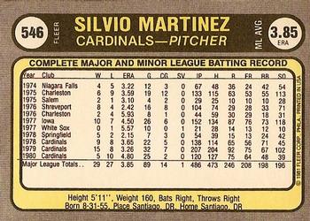 1981 Fleer #546 Silvio Martinez Back