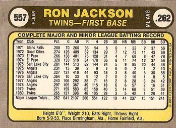 1981 Fleer #557 Ron Jackson Back