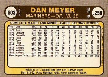 1981 Fleer #603 Dan Meyer Back