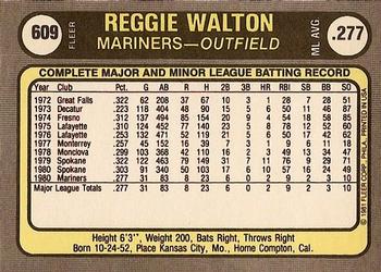 1981 Fleer #609 Reggie Walton Back