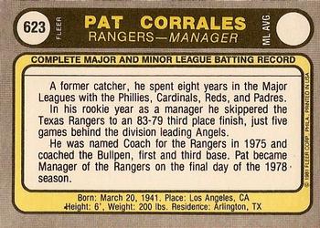 1981 Fleer #623 Pat Corrales Back