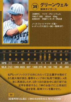2013 BBM Legendary Foreigners 2 Deep Impact #54 Mike Greenwell Back