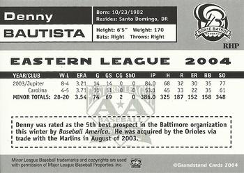 2004 Grandstand Eastern League Top Prospects #NNO Denny Bautista Back