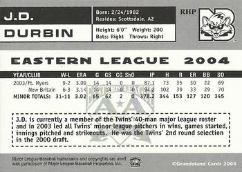 2004 Grandstand Eastern League Top Prospects #NNO J.D. Durbin Back