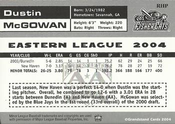 2004 Grandstand Eastern League Top Prospects #NNO Dustin McGowan Back