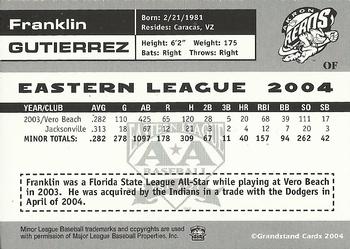 2004 Grandstand Eastern League Top Prospects #NNO Franklin Gutierrez Back