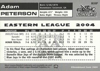 2004 Grandstand Eastern League Top Prospects #NNO Adam Peterson Back