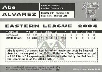 2004 Grandstand Eastern League Top Prospects #NNO Abe Alvarez Back