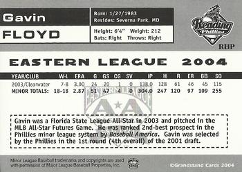 2004 Grandstand Eastern League Top Prospects #NNO Gavin Floyd Back