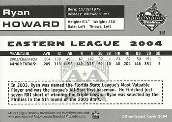 2004 Grandstand Eastern League Top Prospects #NNO Ryan Howard Back