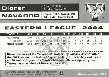 2004 Grandstand Eastern League Top Prospects #NNO Dioner Navarro Back