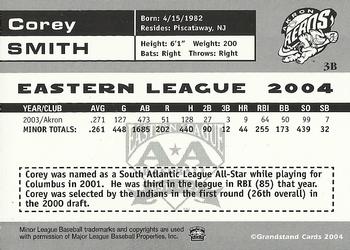 2004 Grandstand Eastern League Top Prospects #NNO Corey Smith Back