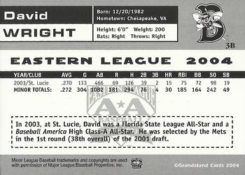 2004 Grandstand Eastern League Top Prospects #NNO David Wright Back