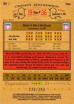 2013 Panini Cooperstown - Gold Crystal #4 Christy Mathewson Back