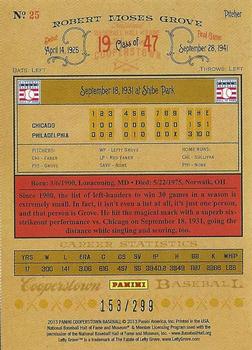 2013 Panini Cooperstown - Gold Crystal #25 Lefty Grove Back