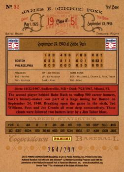 2013 Panini Cooperstown - Gold Crystal #32 Jimmie Foxx Back