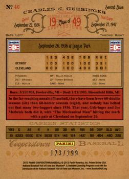 2013 Panini Cooperstown - Gold Crystal #46 Charlie Gehringer Back
