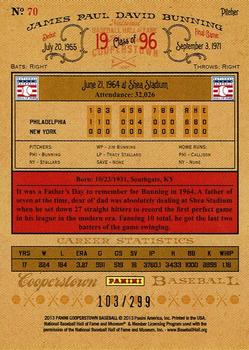2013 Panini Cooperstown - Gold Crystal #70 Jim Bunning Back