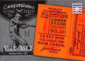 2013 Panini Cooperstown - Historic Tickets #5 1922 World Series Front
