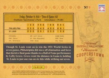 2013 Panini Cooperstown - Historic Tickets #9 1931 World Series Back