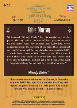 2013 Panini Cooperstown - Induction #11 Eddie Murray Back