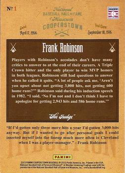 2013 Panini Cooperstown - Induction #1 Frank Robinson Back
