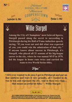 2013 Panini Cooperstown - Induction #5 Willie Stargell Back