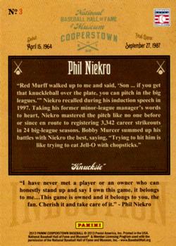 2013 Panini Cooperstown - Induction #3 Phil Niekro Back