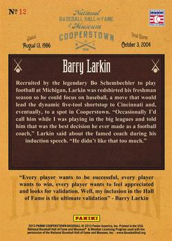 2013 Panini Cooperstown - Induction #12 Barry Larkin Back