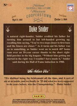 2013 Panini Cooperstown - Induction #14 Duke Snider Back