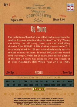 2013 Panini Cooperstown - Numbers Game #1 Cy Young Back